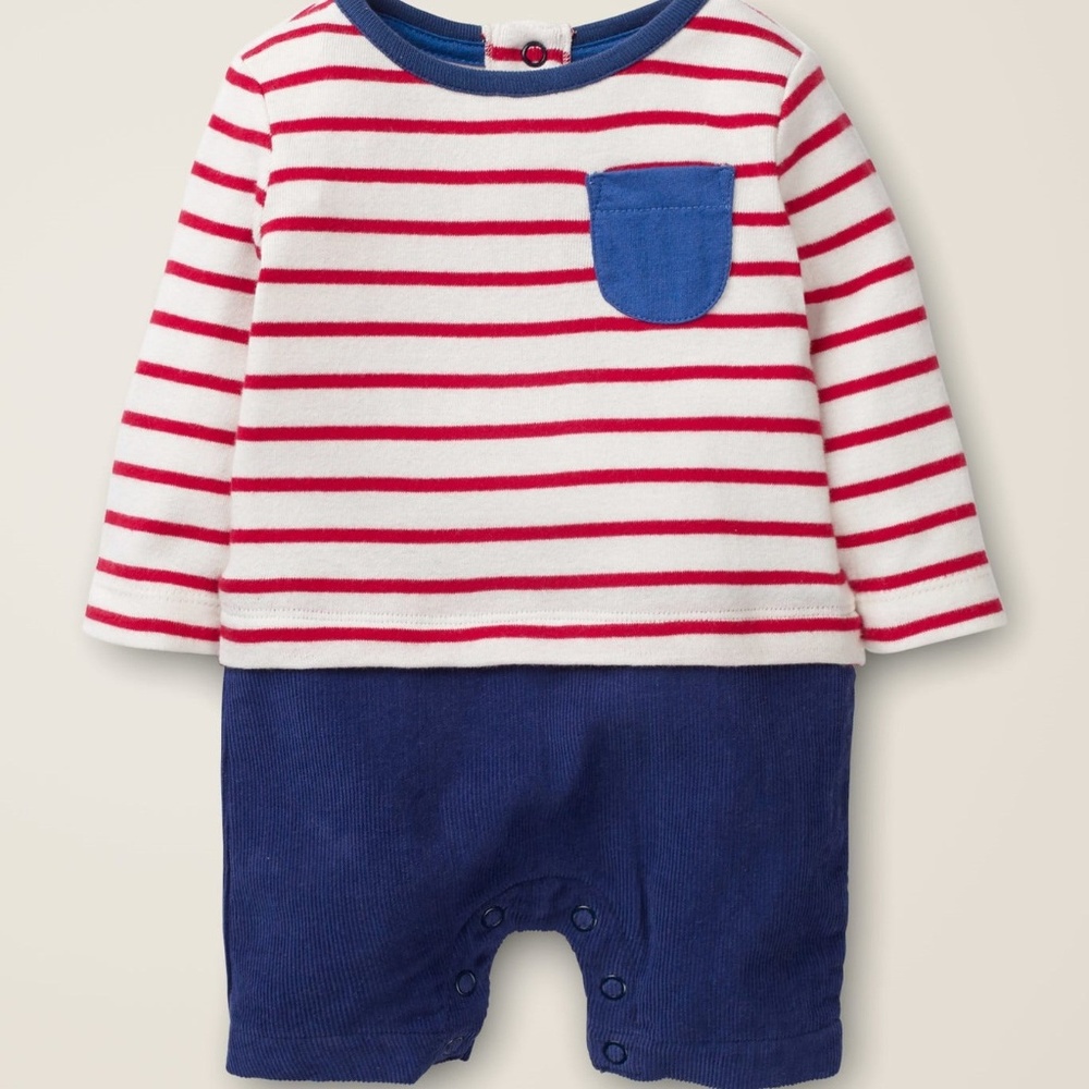 Costume Where's Waldo long sleeve striped Romper Red and Blue Baby 0-3m